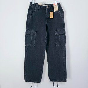 NWT Levi's 94 Baggy Cargo Wide Leg Jeans 26 Black Wash 90s